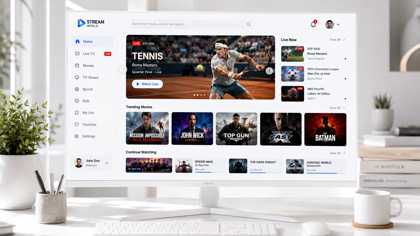 Household comparing IPTV subscription options on a laptop before selecting a service