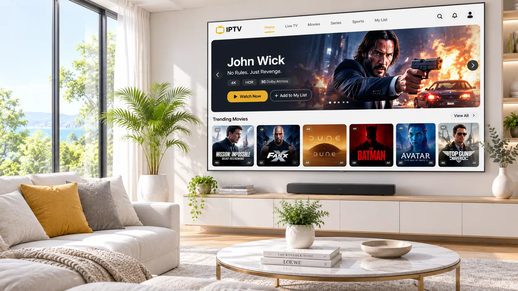 IPTV live television channels displayed on a Smart TV