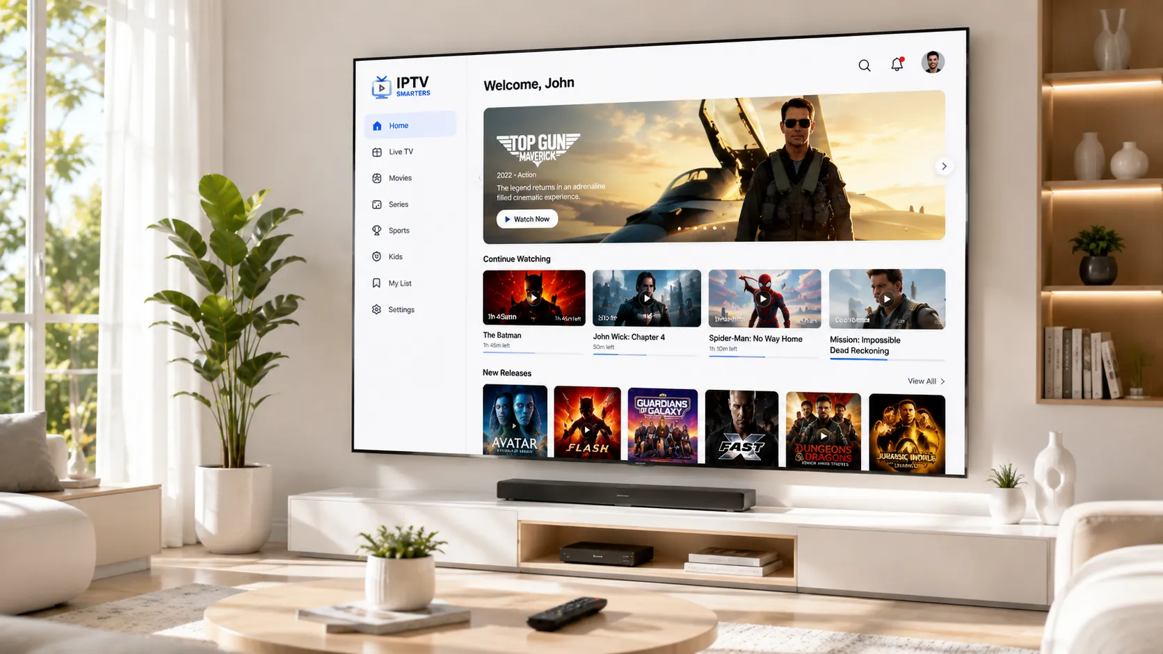 Illustration of IPTV server infrastructure with redundant connections for reliable streaming to multiple devices