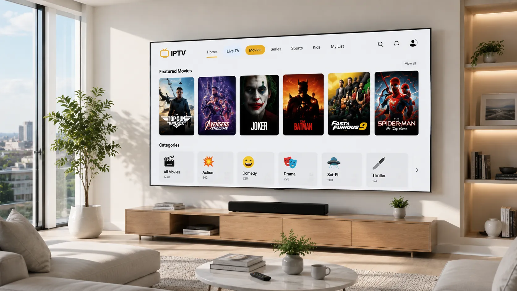 Side-by-side comparison of IPTV streaming on a Smart TV versus traditional cable TV set-top box